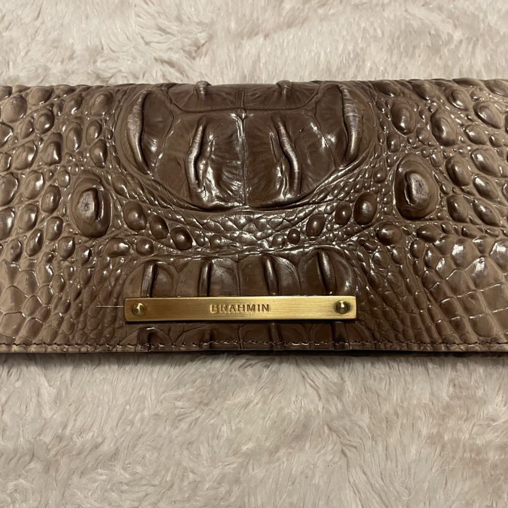 Brahmin Tan Crocodile Embossed Clutch